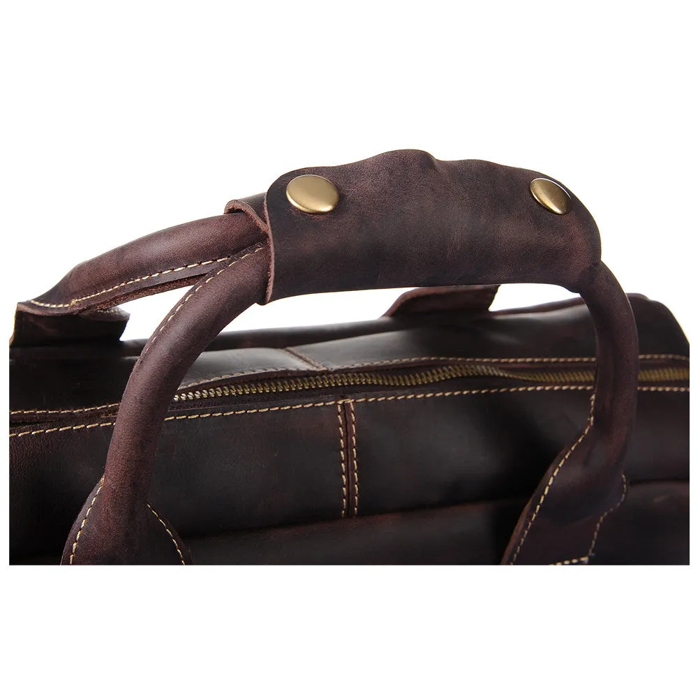 ROCKCOW Vintage Men's Genuine Leather briefcase Business Cowhide Briefcase Messenger Bag YD8013