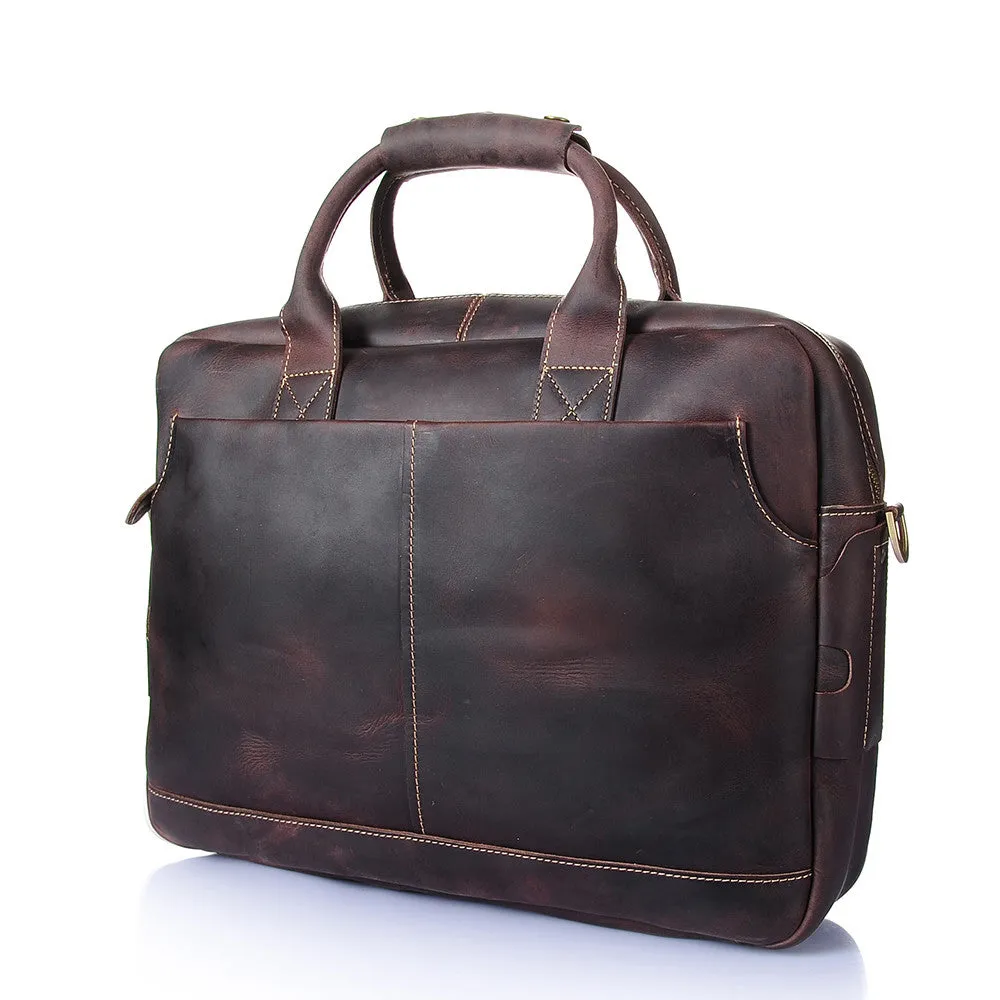 ROCKCOW Vintage Men's Genuine Leather briefcase Business Cowhide Briefcase Messenger Bag YD8013