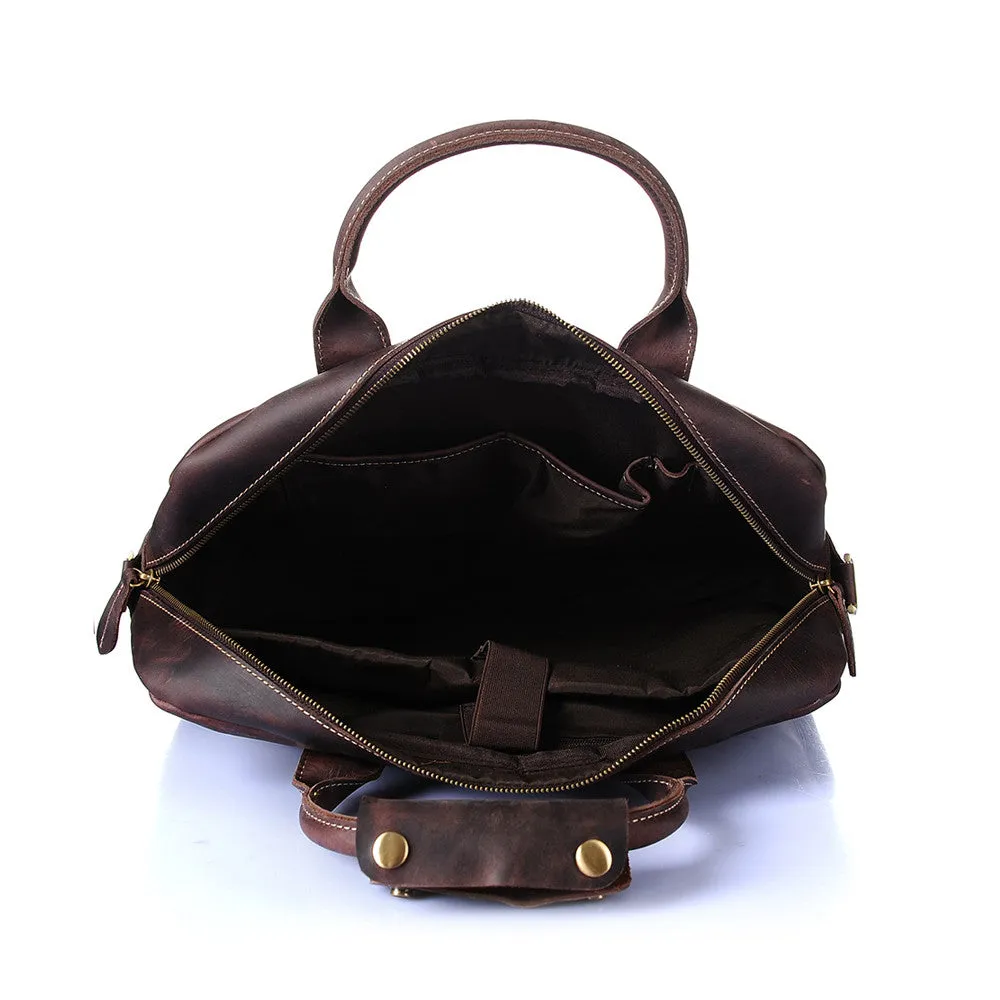 ROCKCOW Vintage Men's Genuine Leather briefcase Business Cowhide Briefcase Messenger Bag YD8013