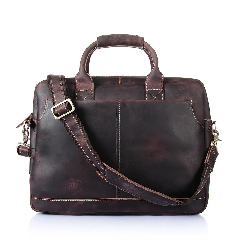 ROCKCOW Vintage Men's Genuine Leather briefcase Business Cowhide Briefcase Messenger Bag YD8013