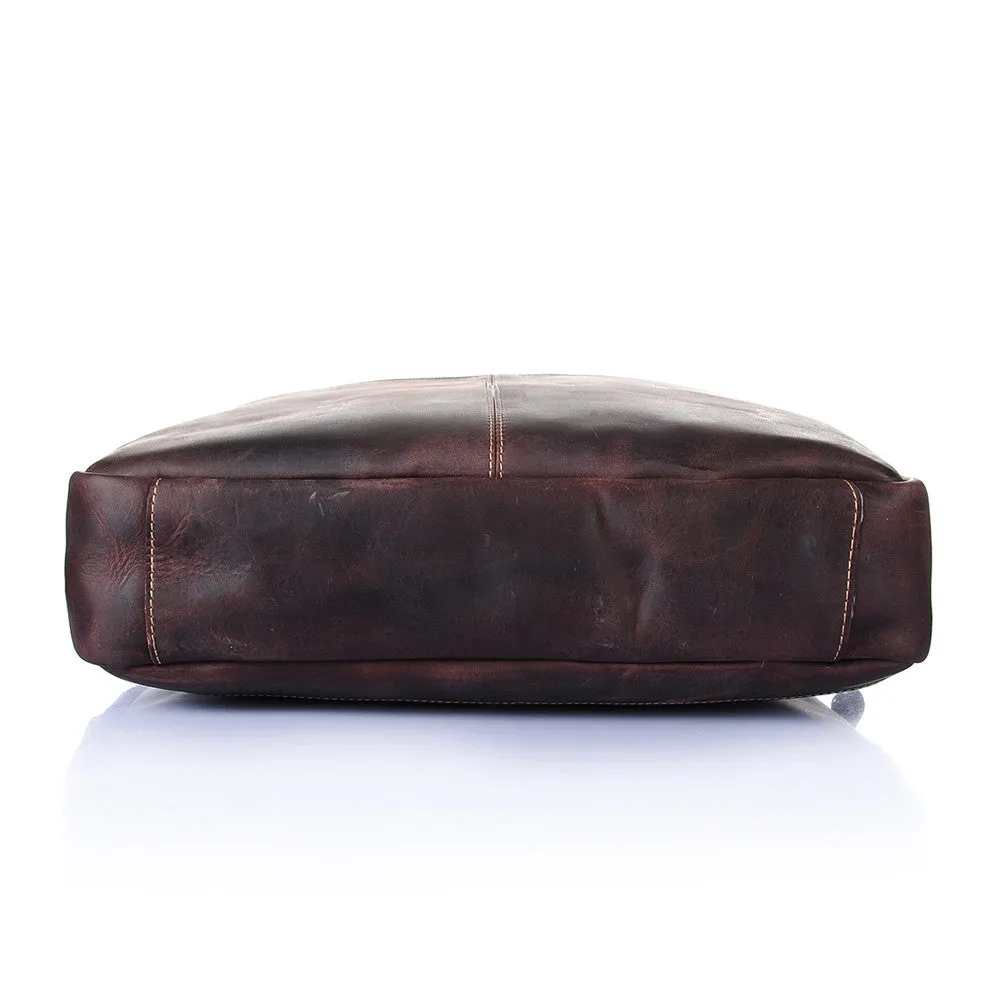 ROCKCOW Vintage Men's Genuine Leather briefcase Business Cowhide Briefcase Messenger Bag YD8013