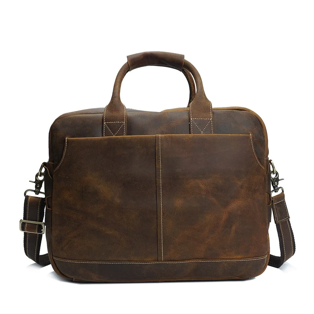 ROCKCOW Vintage Men's Genuine Leather briefcase Business Cowhide Briefcase Messenger Bag YD8013