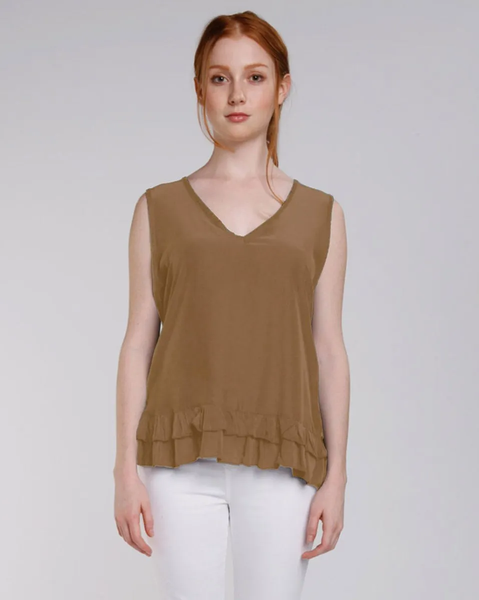 Ruffle Hem V-Neck Tank Top