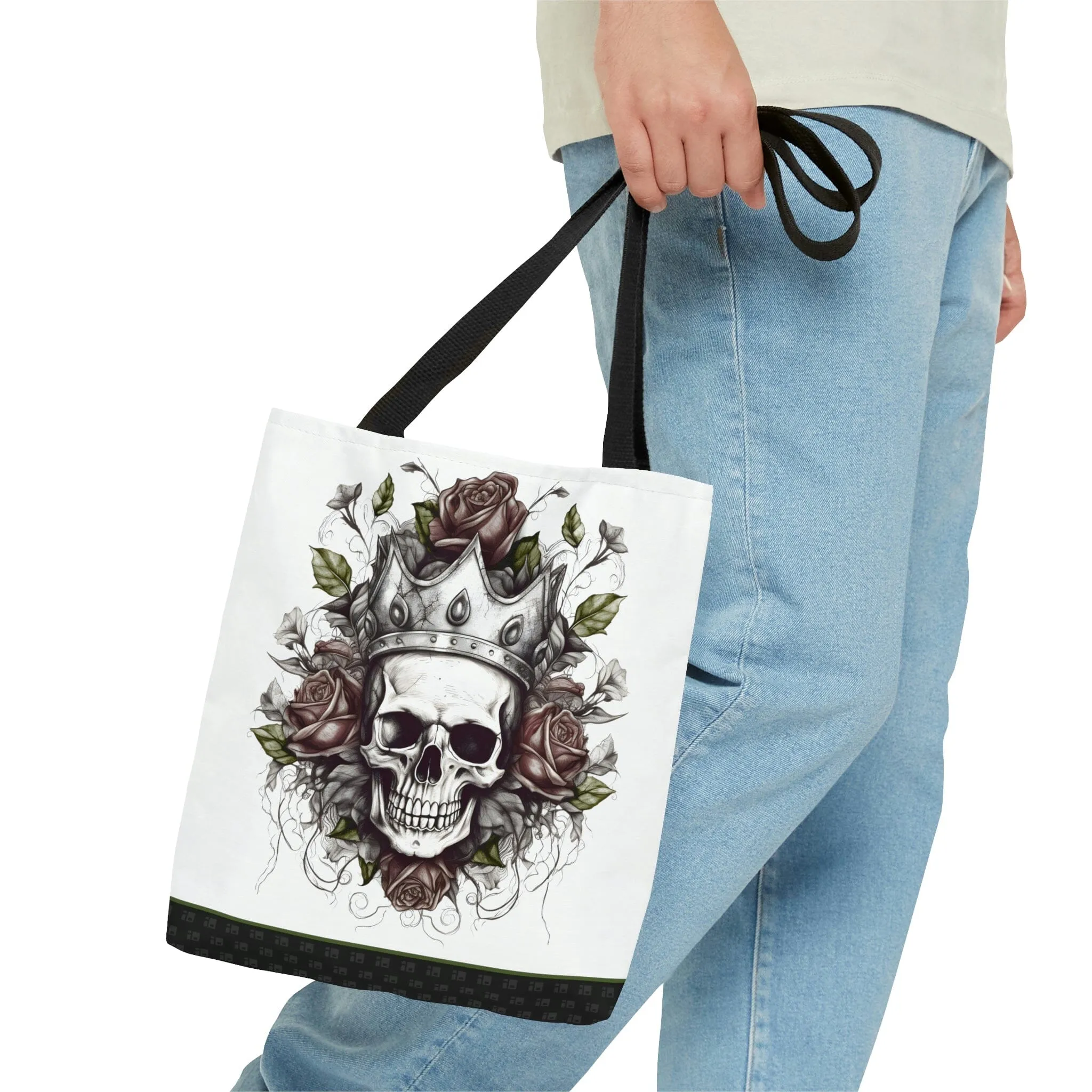 Skull and Roses Tattoo Design Tote Bag