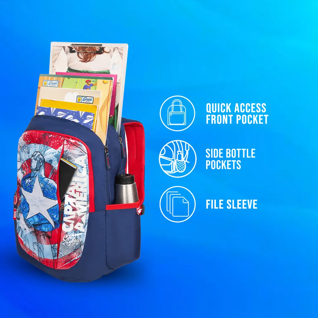 Skybags Captain America  Marvel Sc Bp With Rc Navy