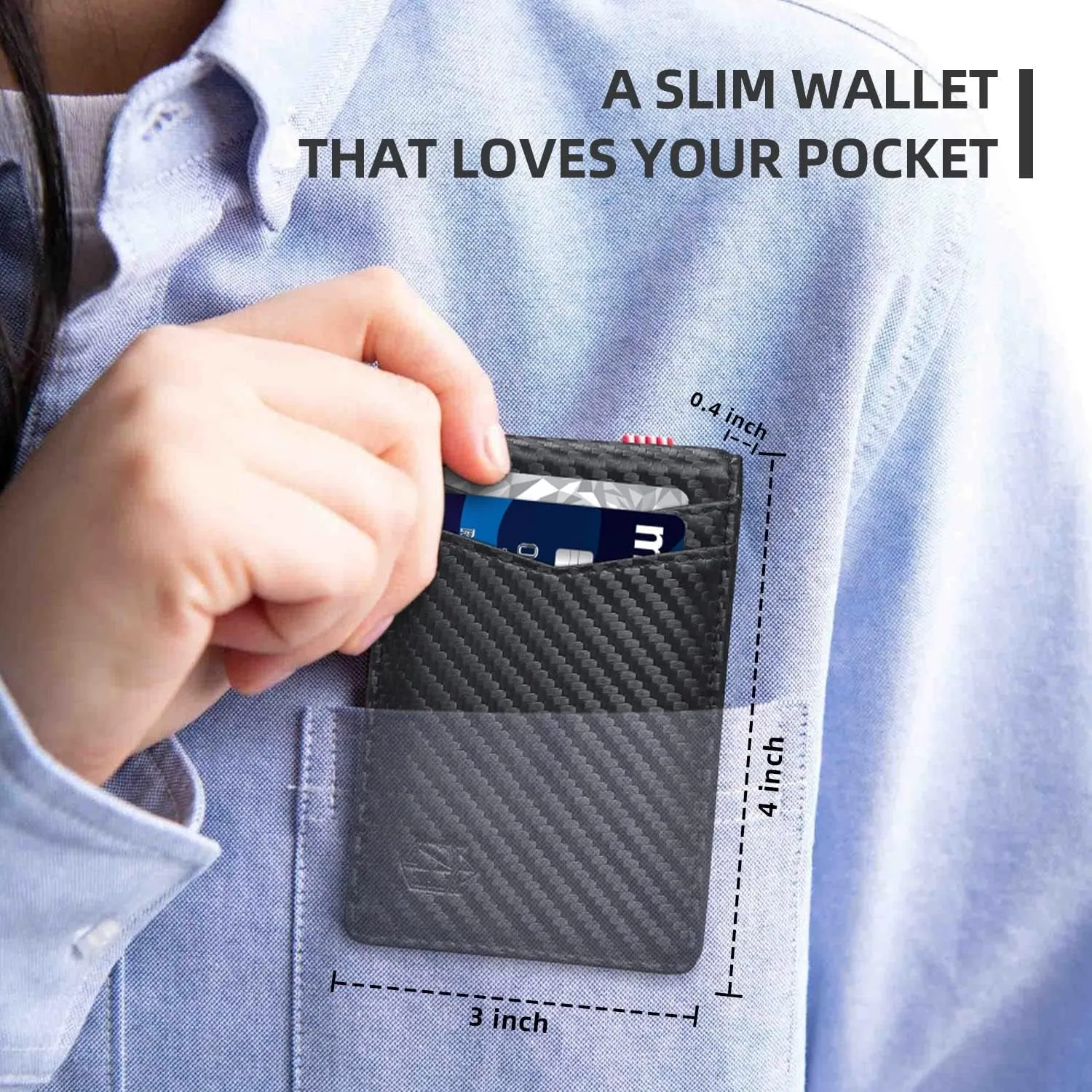 Slim Bifold Wallet for Men, RFID Blocking Spring Money Clip