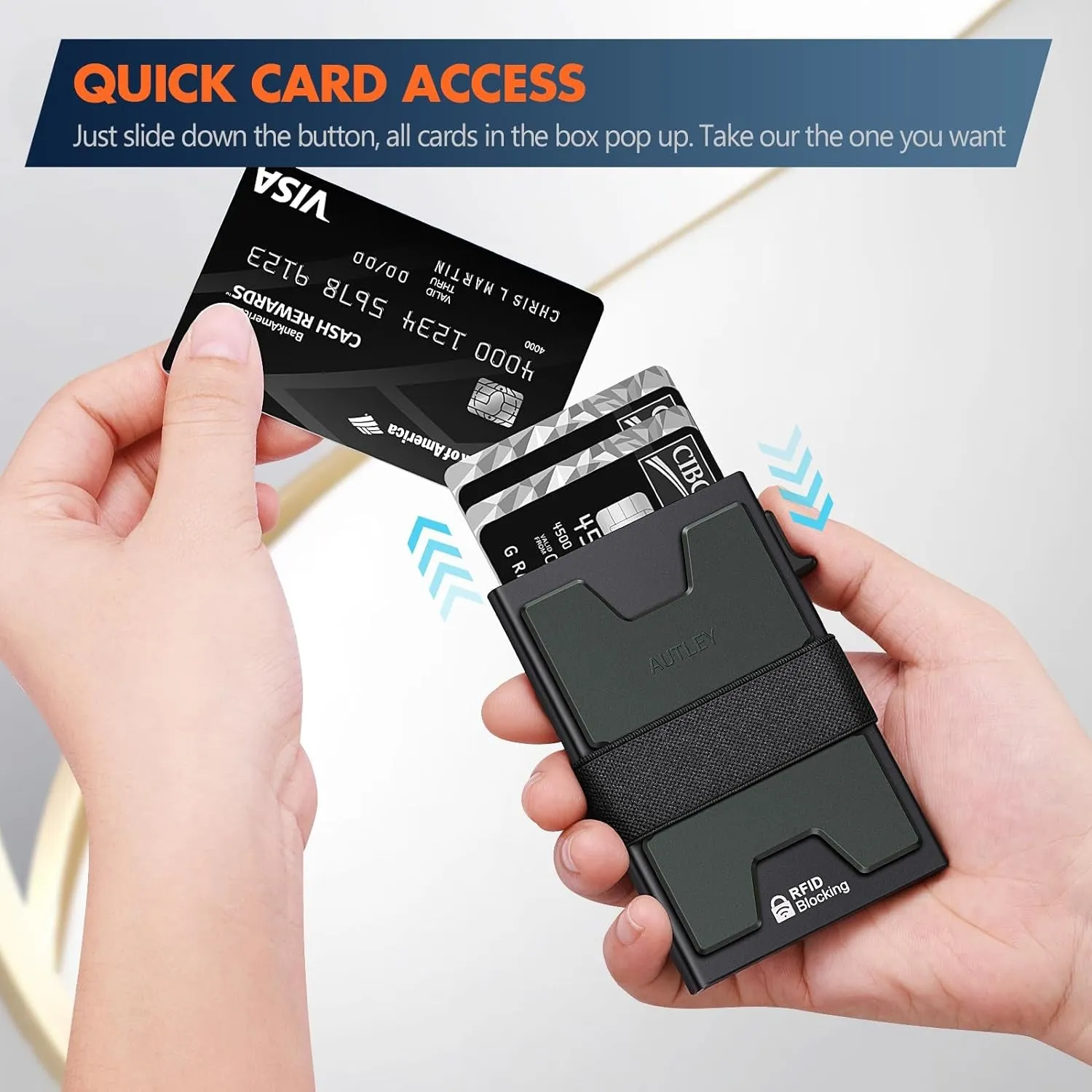 Slim Card Holder Minimalist Pop Up Wallet for Men