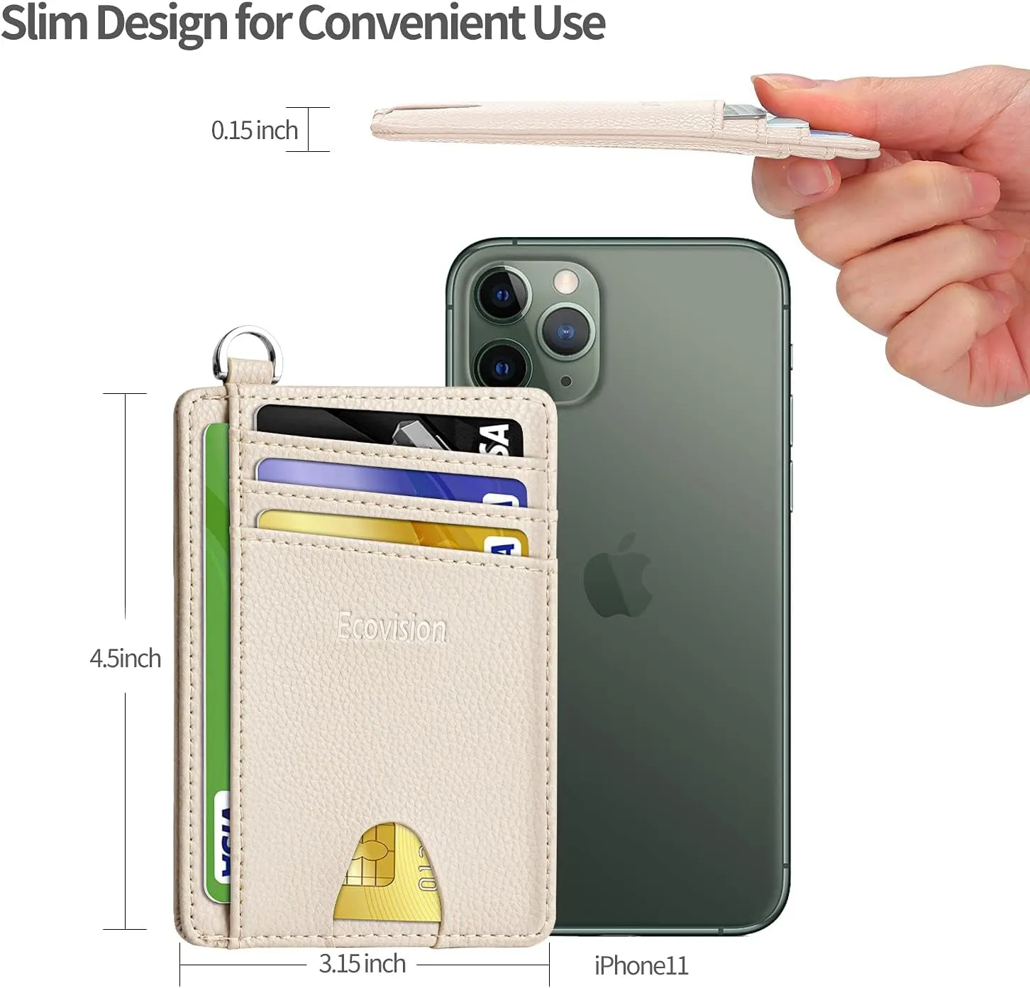 Slim Minimalist Front Pocket Wallet with Detachable D-Shackle