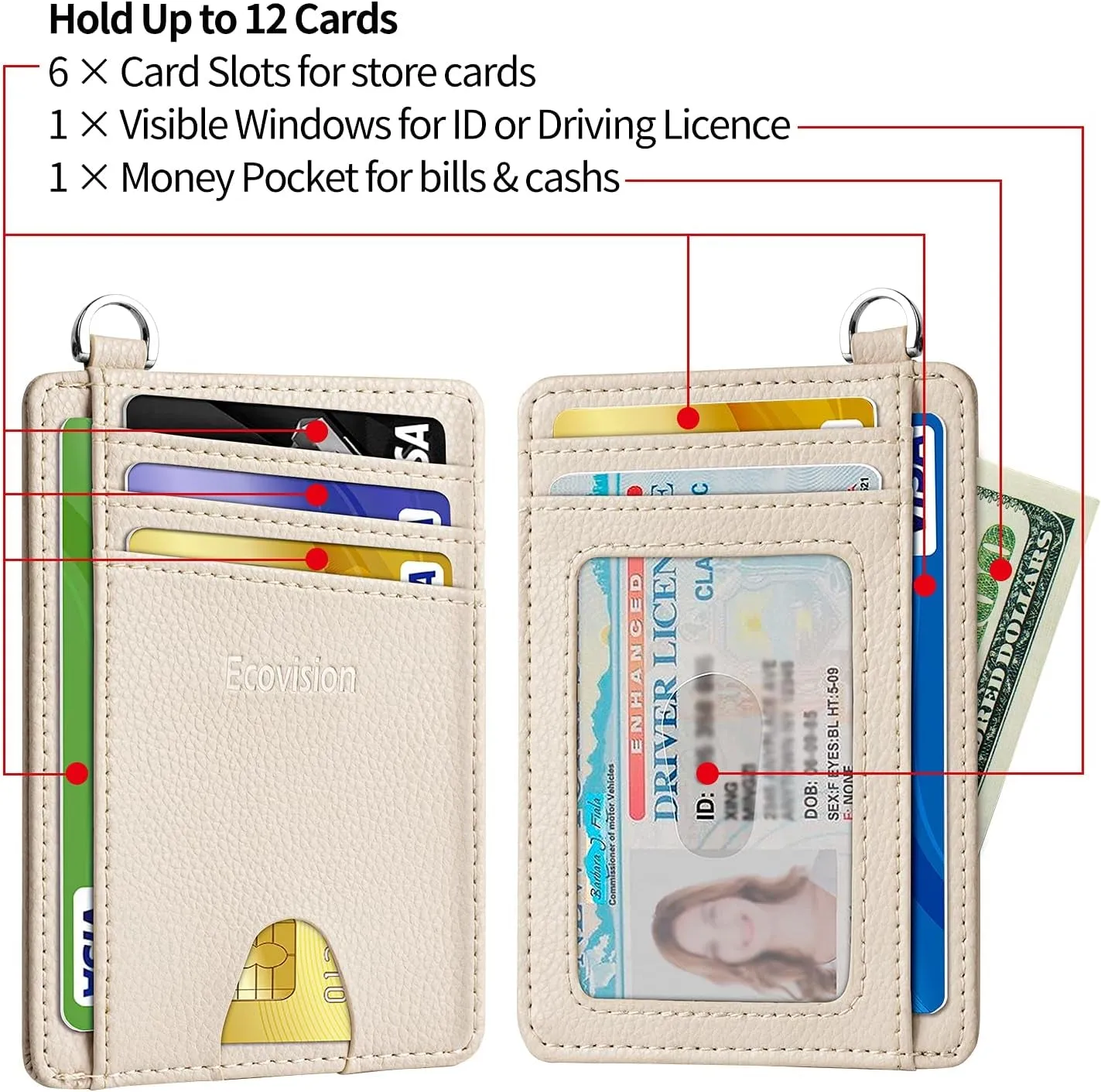 Slim Minimalist Front Pocket Wallet with Detachable D-Shackle