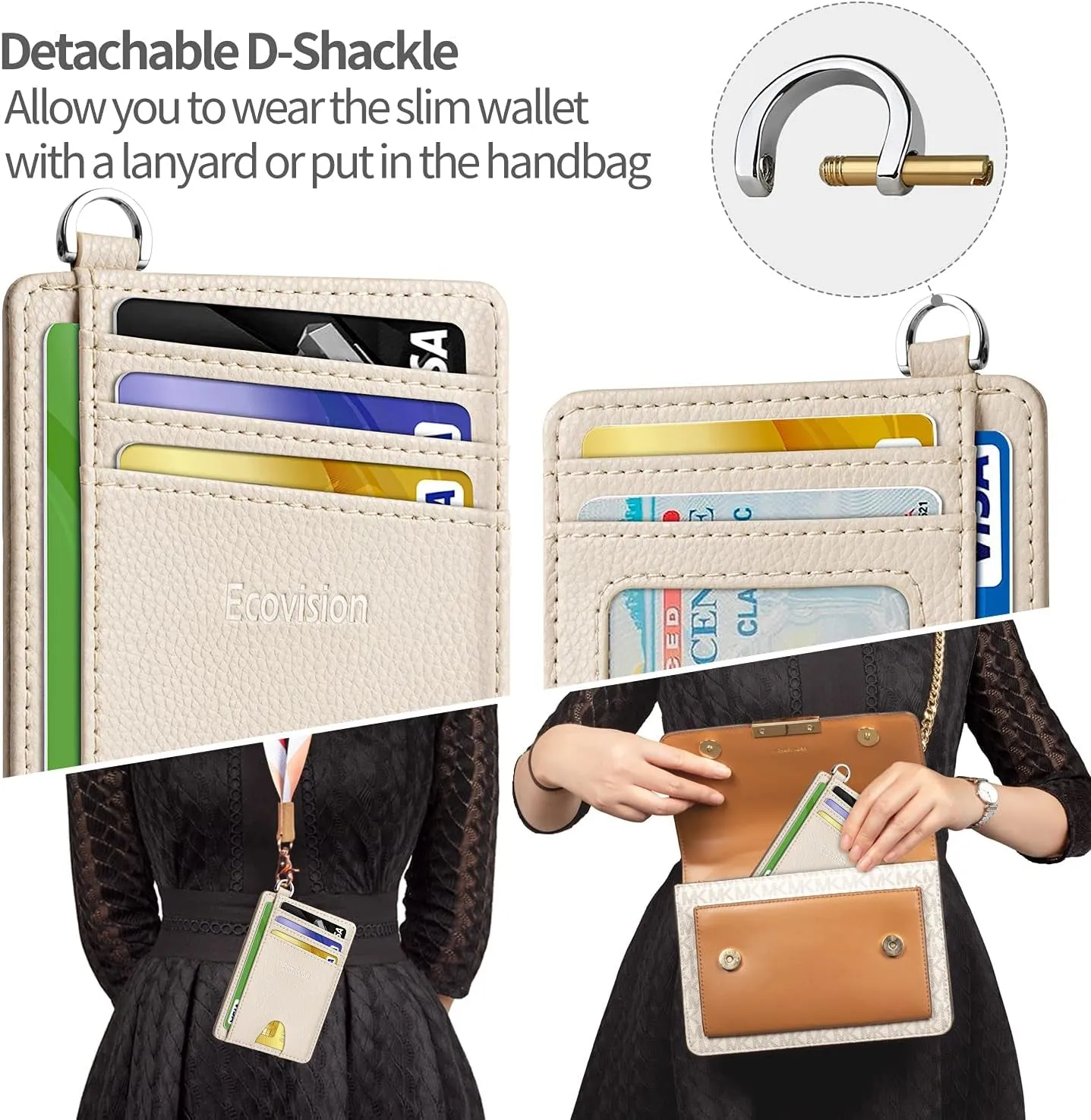 Slim Minimalist Front Pocket Wallet with Detachable D-Shackle