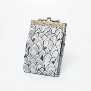 Small Feather Brocade, Card Holders with RFID Protection: Silver & Black