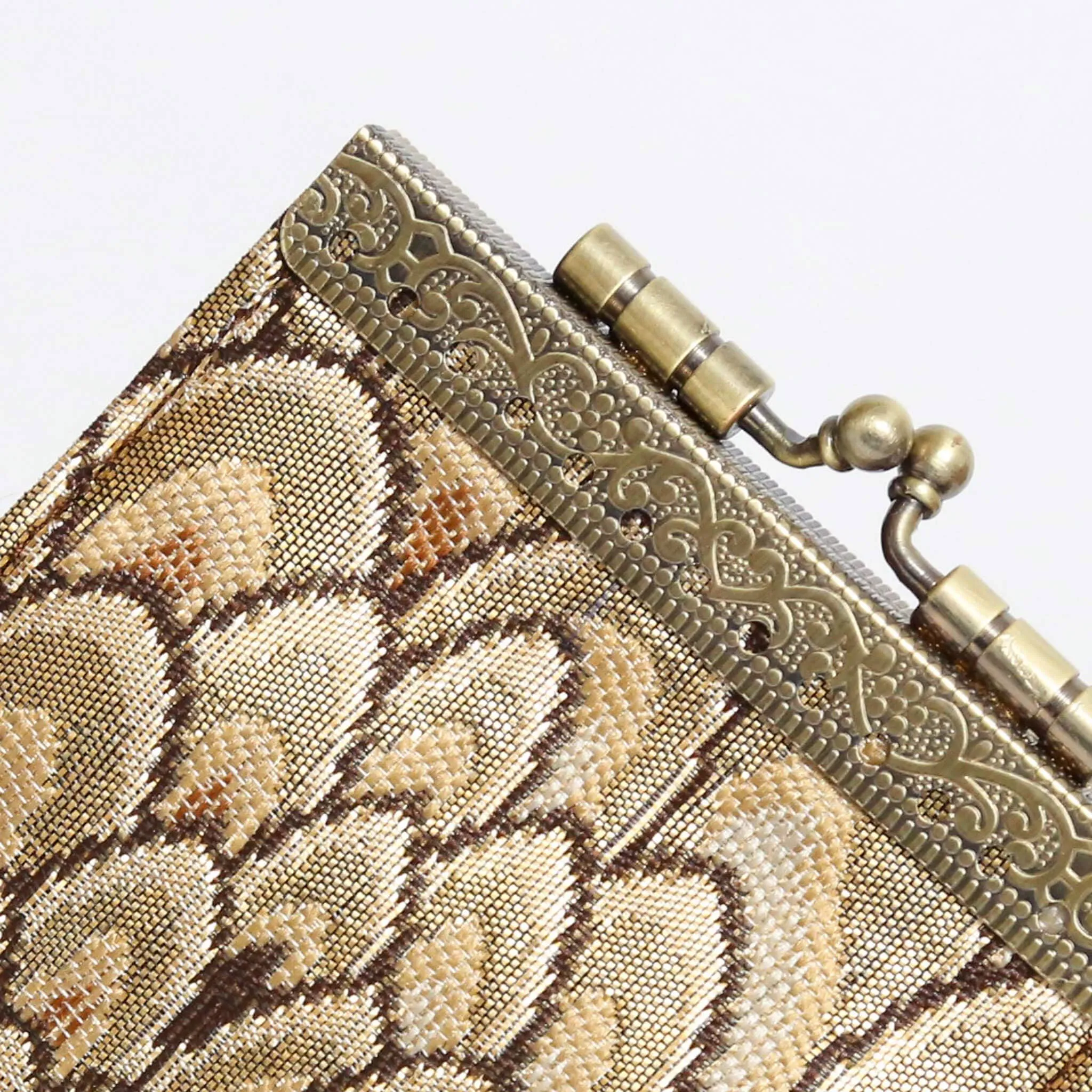 Small Feather Brocade, Card Holders with RFID Protection: Silver & Black