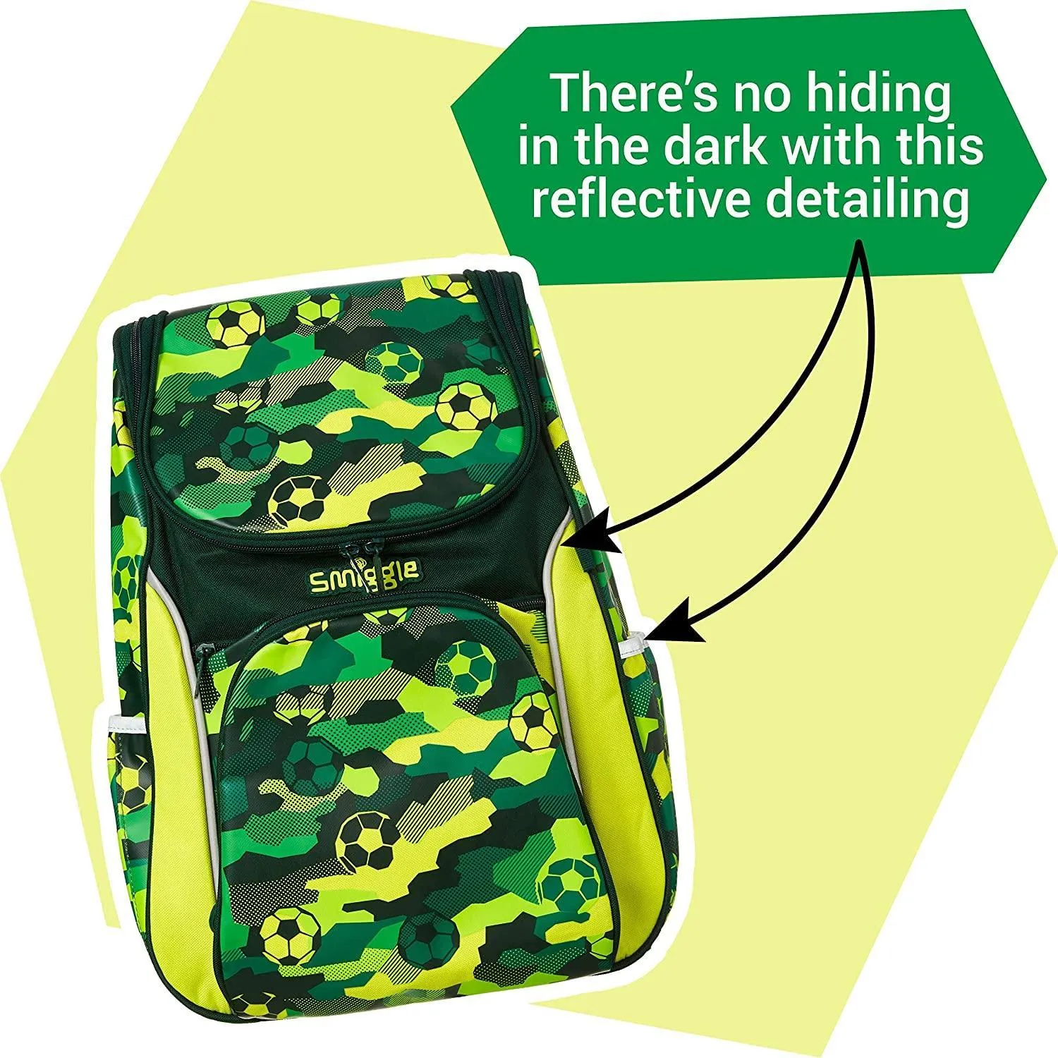 SMIGGLE Seek Reflective Access School Backpack 45cm - Green