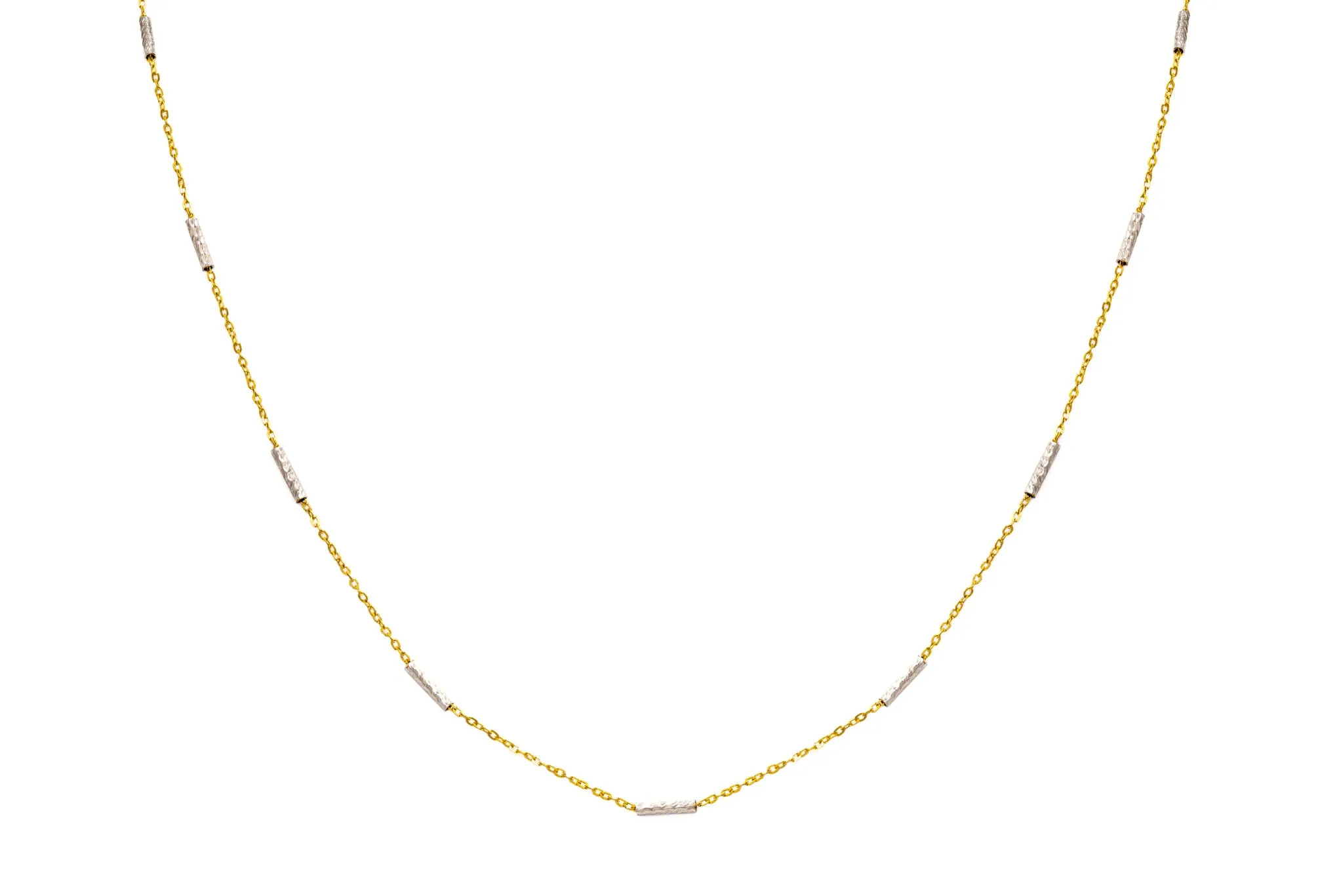 Sparkly Mini Rod Two-Tone Station Necklace
