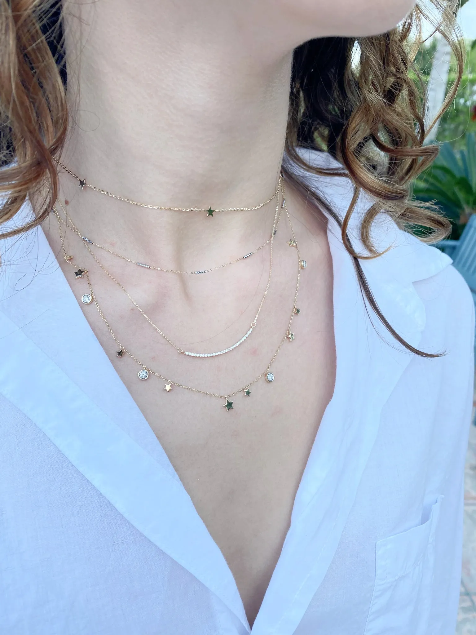 Sparkly Mini Rod Two-Tone Station Necklace