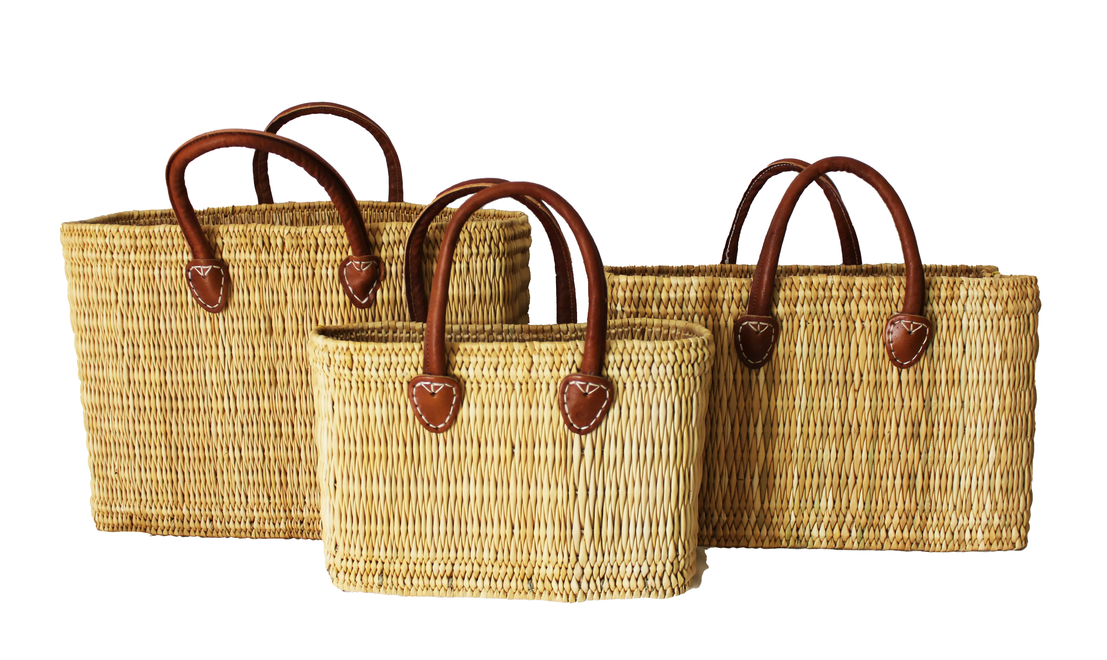 Sustainable Reed Tote Bags - 3-Piece Set