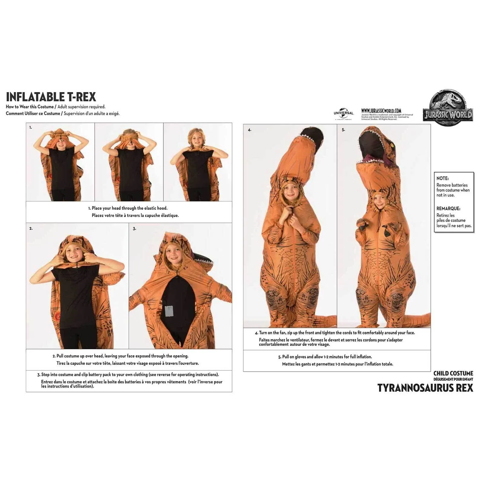 T-Rex Inflatable Kids Costume with Sound