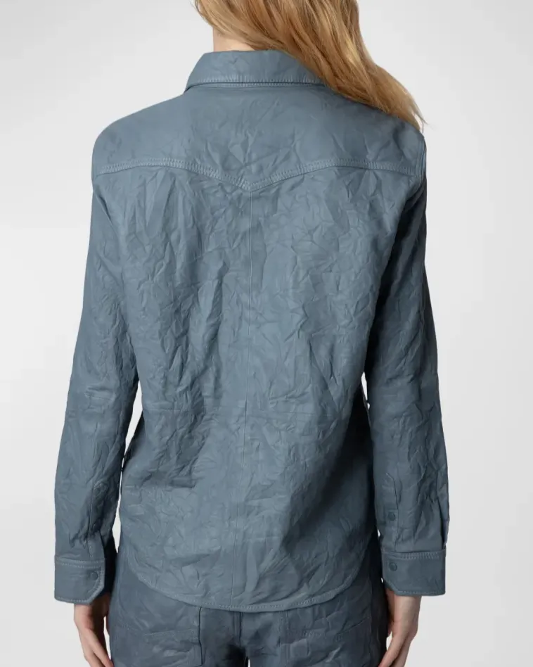 Thelma Crinkled Leather Shirt