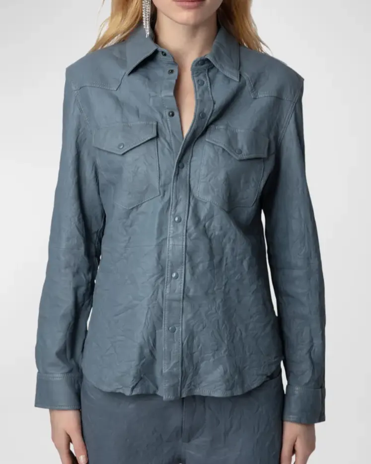 Thelma Crinkled Leather Shirt
