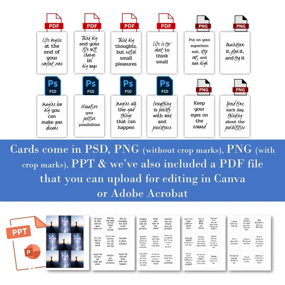 Think Big Quotes - Get Out of Your Comfort Zone PLR Card Deck