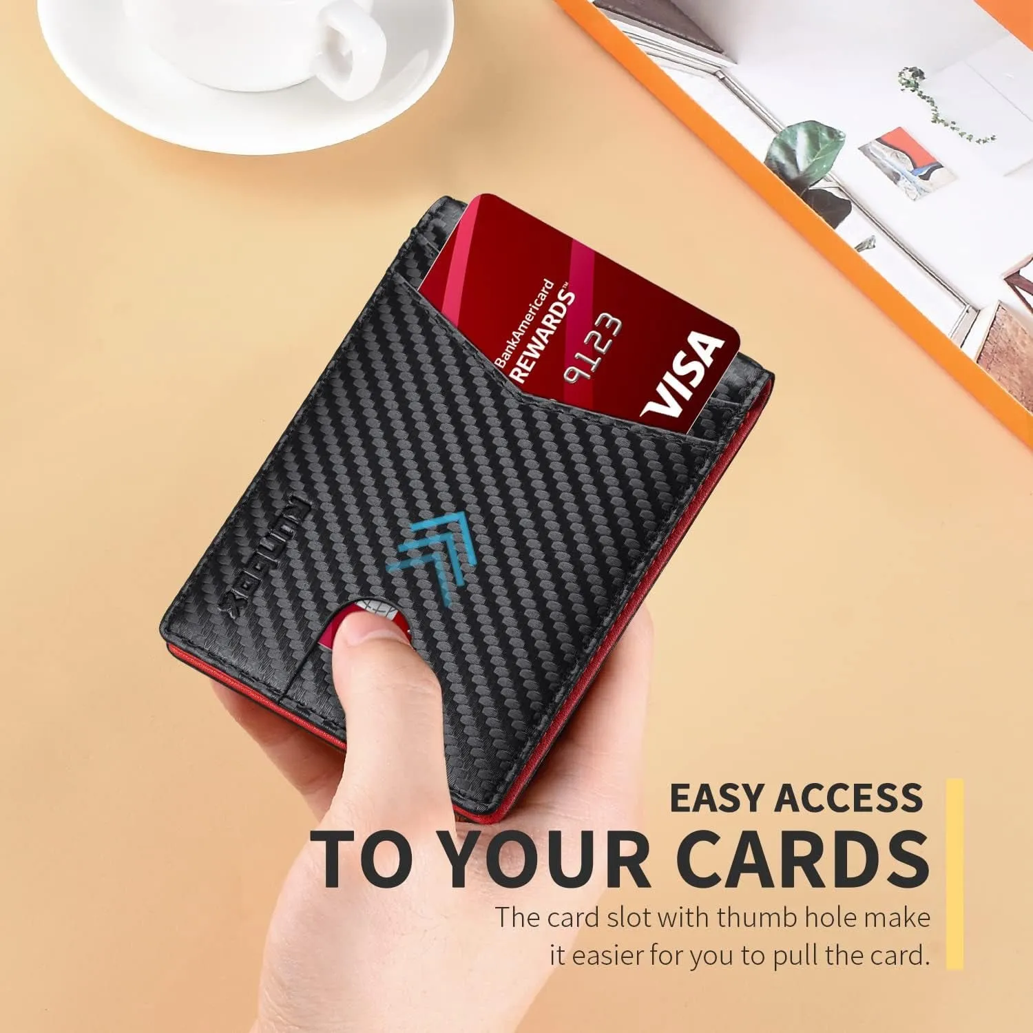 Trifold Genuine Leather Wallet for Men With 2 ID Window-Red