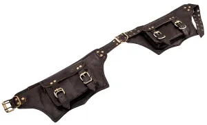 TUZECH - Black Leather Belt Waist Hip Bum Bag Pouch Fanny Pack Utility Pocket Travel Phone Waist Bag Motorcycle Utility Pouch Trekking Genuine Leather Men Women Travel Belt (Black)