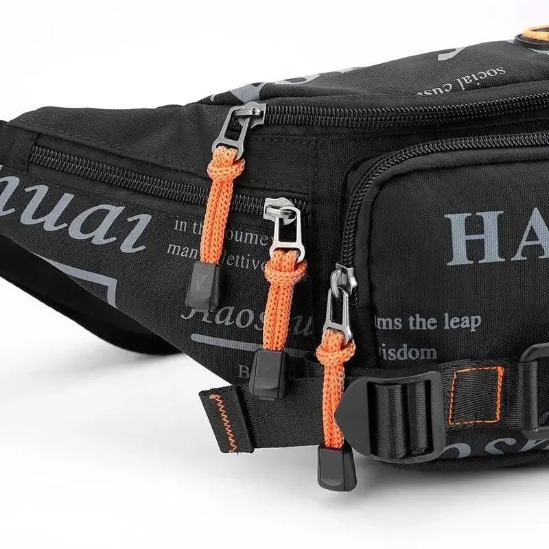 Unisex Stylish Multiple Pockets Fanny Pack Men Waist Packs Travel Adjustable Waist Band Outdoor Portable Modern Fanny Bag