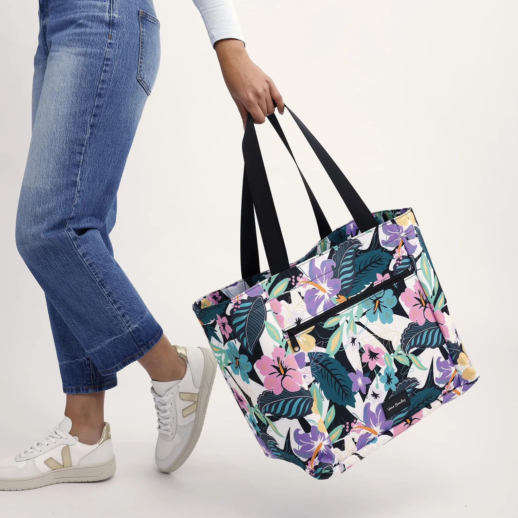 Vera Bradley Women's Recycled Lighten Up Reactive Large Family Tote Bag, Island Floral, One Size