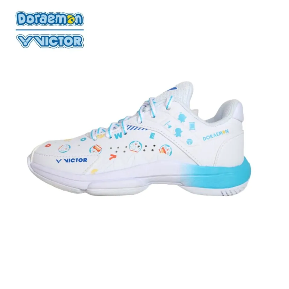 VICTOR x Doraemon JUNIOR Badminton Shoes (With Shoelace Charms) P-DRMJR-A White