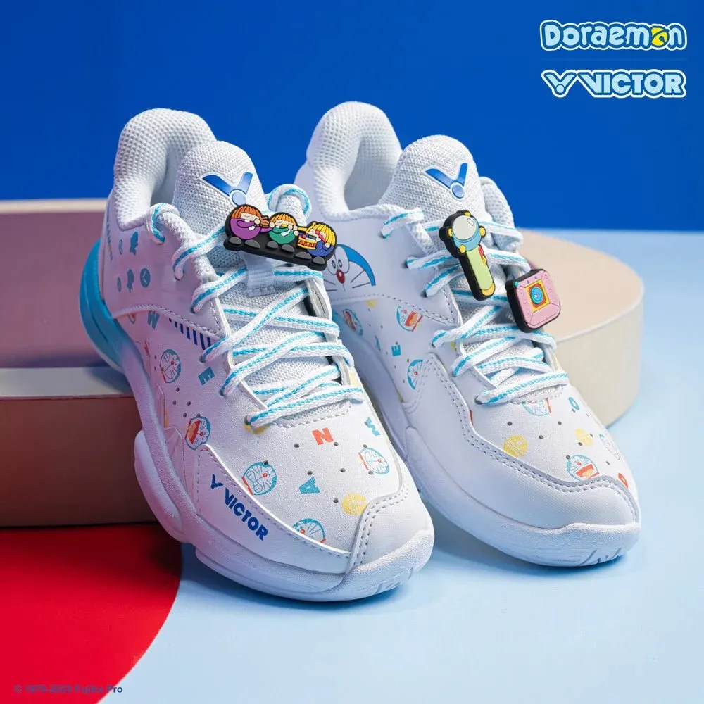 VICTOR x Doraemon JUNIOR Badminton Shoes (With Shoelace Charms) P-DRMJR-A White