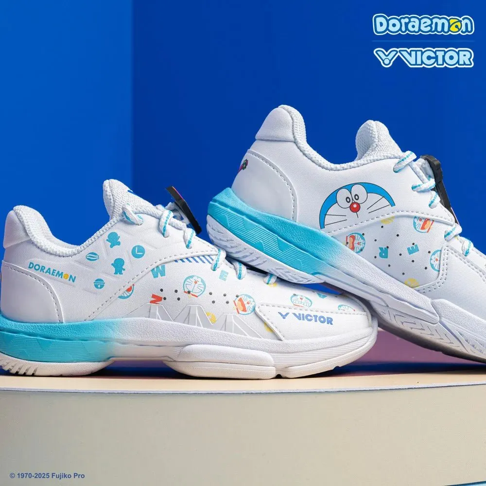 VICTOR x Doraemon JUNIOR Badminton Shoes (With Shoelace Charms) P-DRMJR-A White