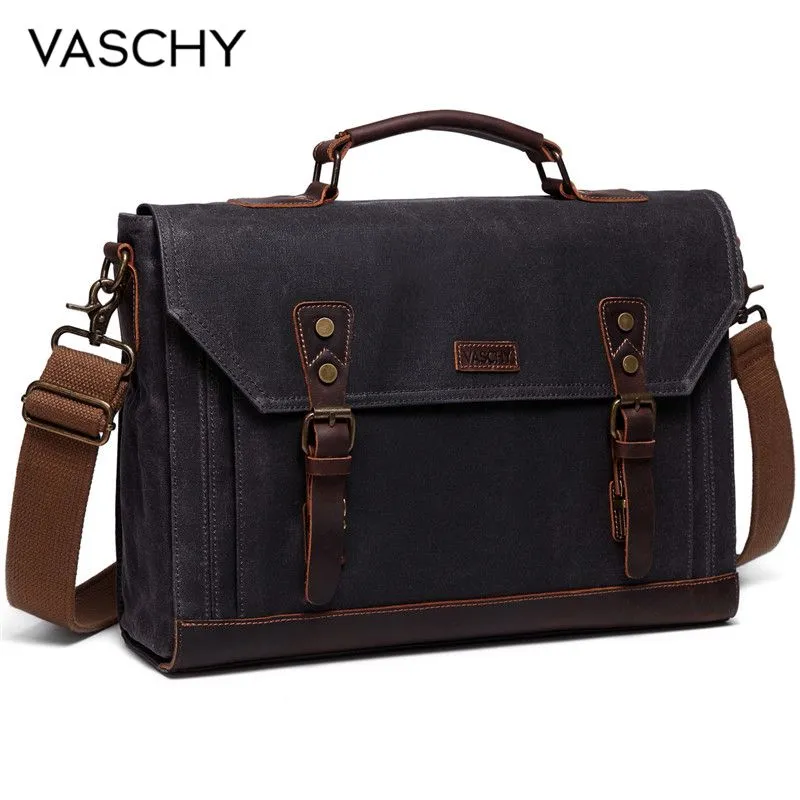 Vintage  Waxed Canvas Briefcase for Men