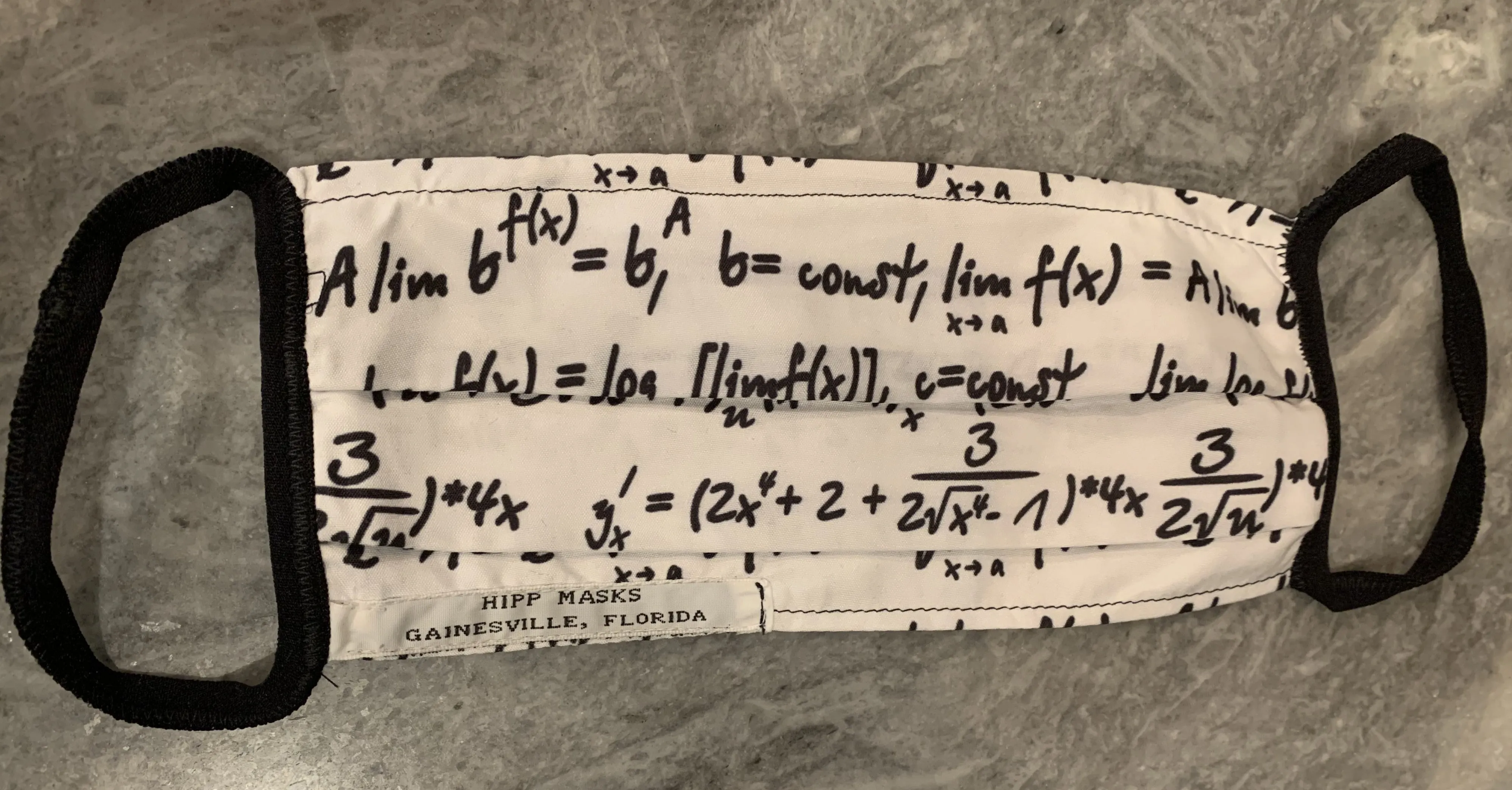 Weil Hall: White Mathematical Equations with Black Foldover Elastic for Ears