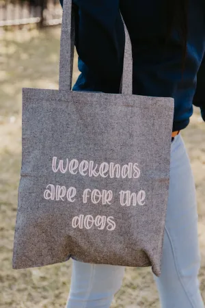 Wishbone weekend are for the dogs grey and pastel pink Cotton Eco Tote