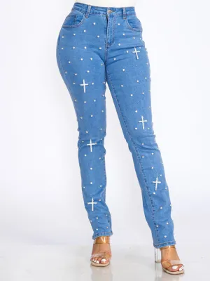 WOMEN'S BUTTON CLOSURE POCKETS CROSS STRETCH DENIM SKINNY JEANS