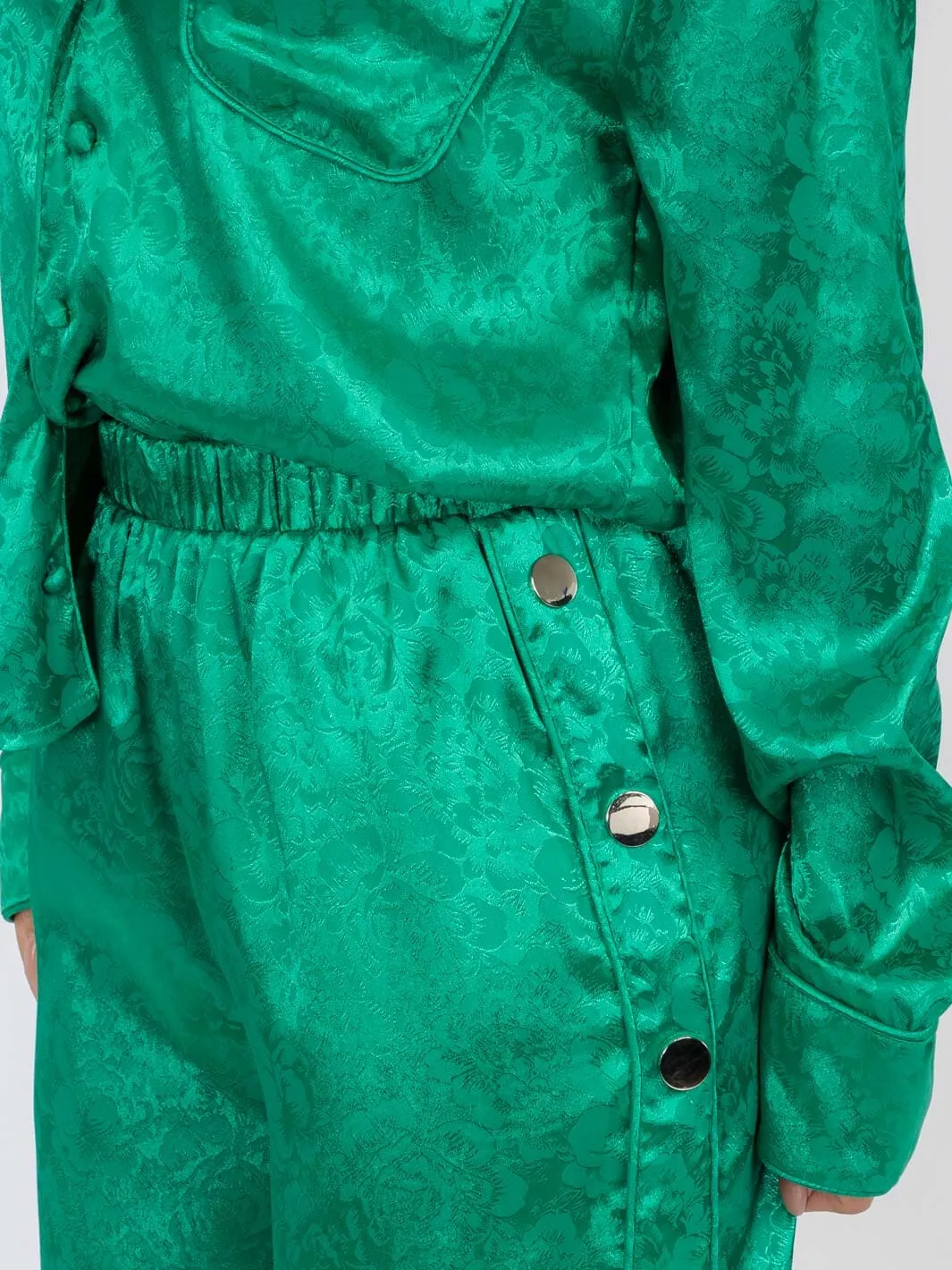 WOMEN'S LONG SLEEVE BLOUSE & ELASTIC WAIST PANTS DETAILED PRINTED 2PC. SET