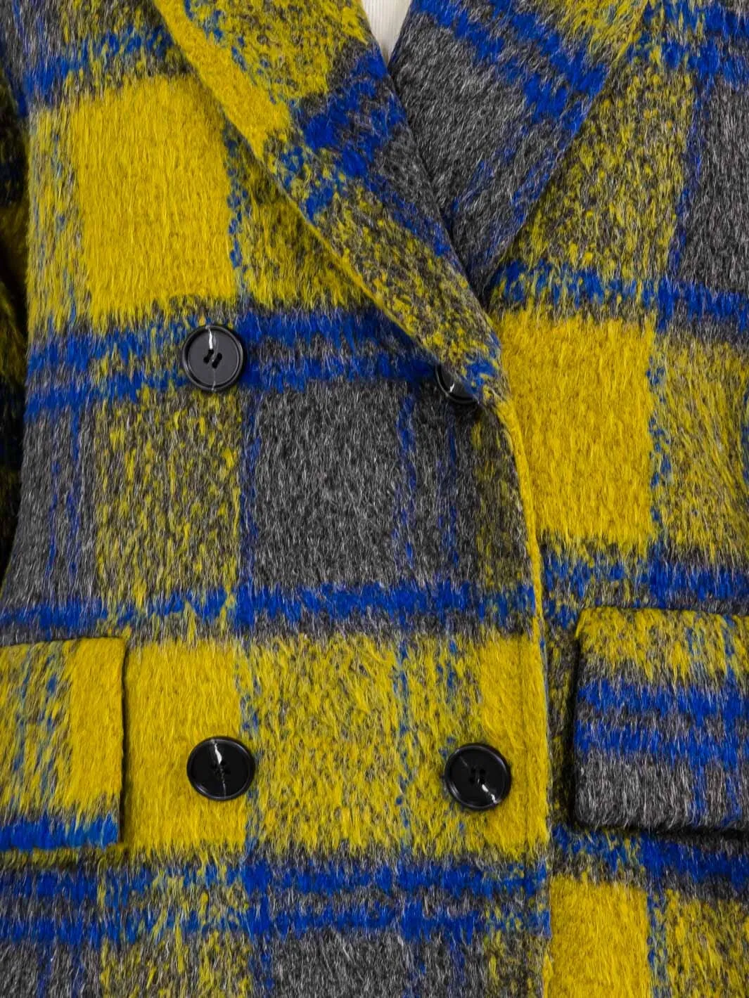 WOMEN'S LONG SLEEVE BUTTON CLOSURE FRONT POCKETS PLAID COAT