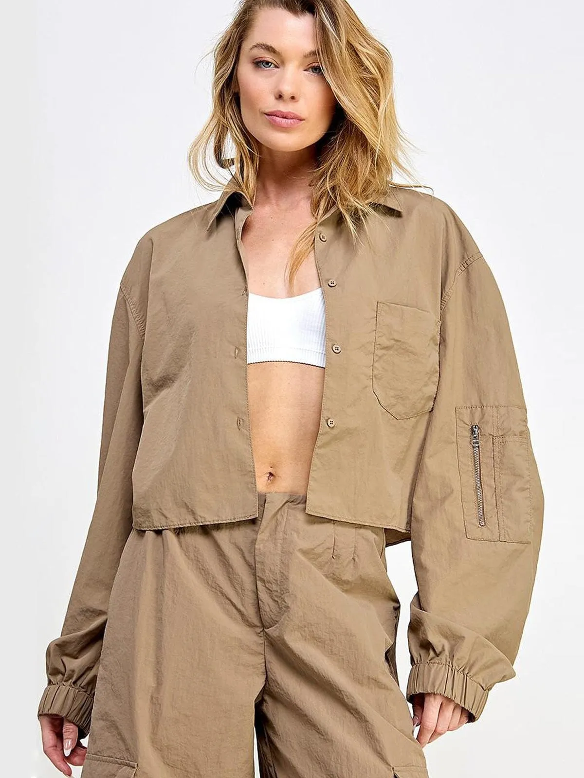WOMEN'S LONG SLEEVE BUTTON CLOSURE POCKETS JACKET