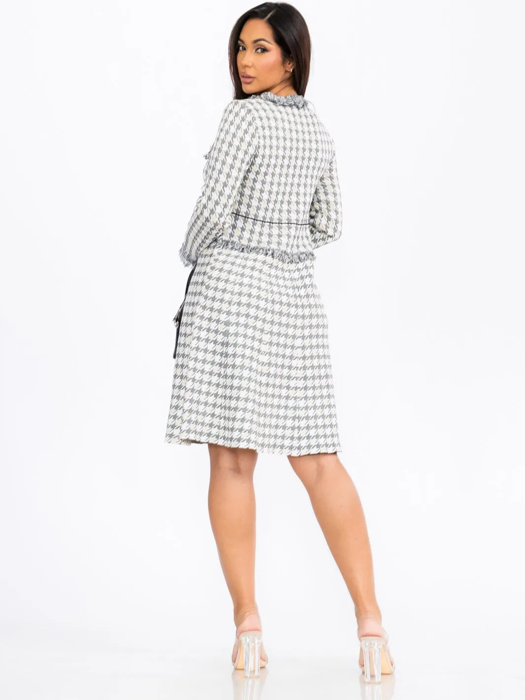 WOMEN'S LONG SLEEVE BUTTON UP FIT & FLARE MULTI MINI DRESS
