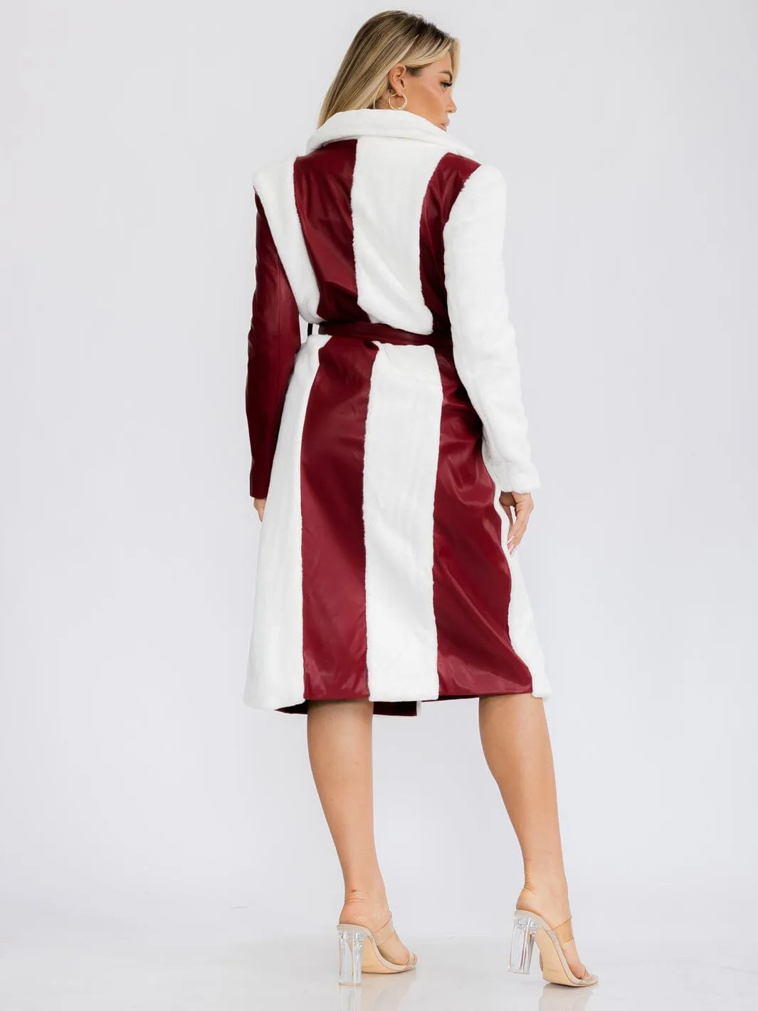 WOMEN'S LONG SLEEVE FRON POCKETS SELF TIE COAT