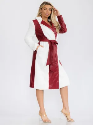 WOMEN'S LONG SLEEVE FRON POCKETS SELF TIE COAT