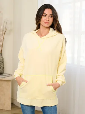 WOMEN'S LONG SLEEVE FRONT POCKETS PULLOVER HOODED SWEATER