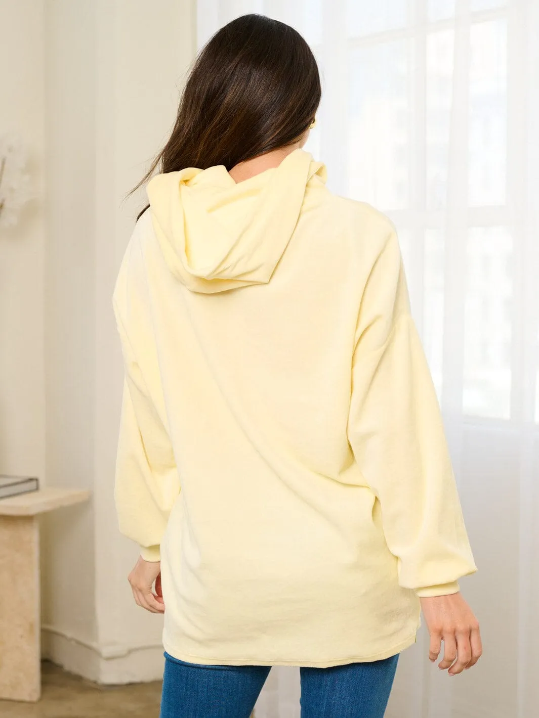 WOMEN'S LONG SLEEVE FRONT POCKETS PULLOVER HOODED SWEATER