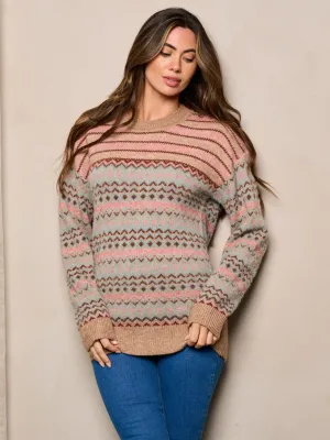 WOMEN'S LONG SLEEVE MULTI COLOR SWEATER