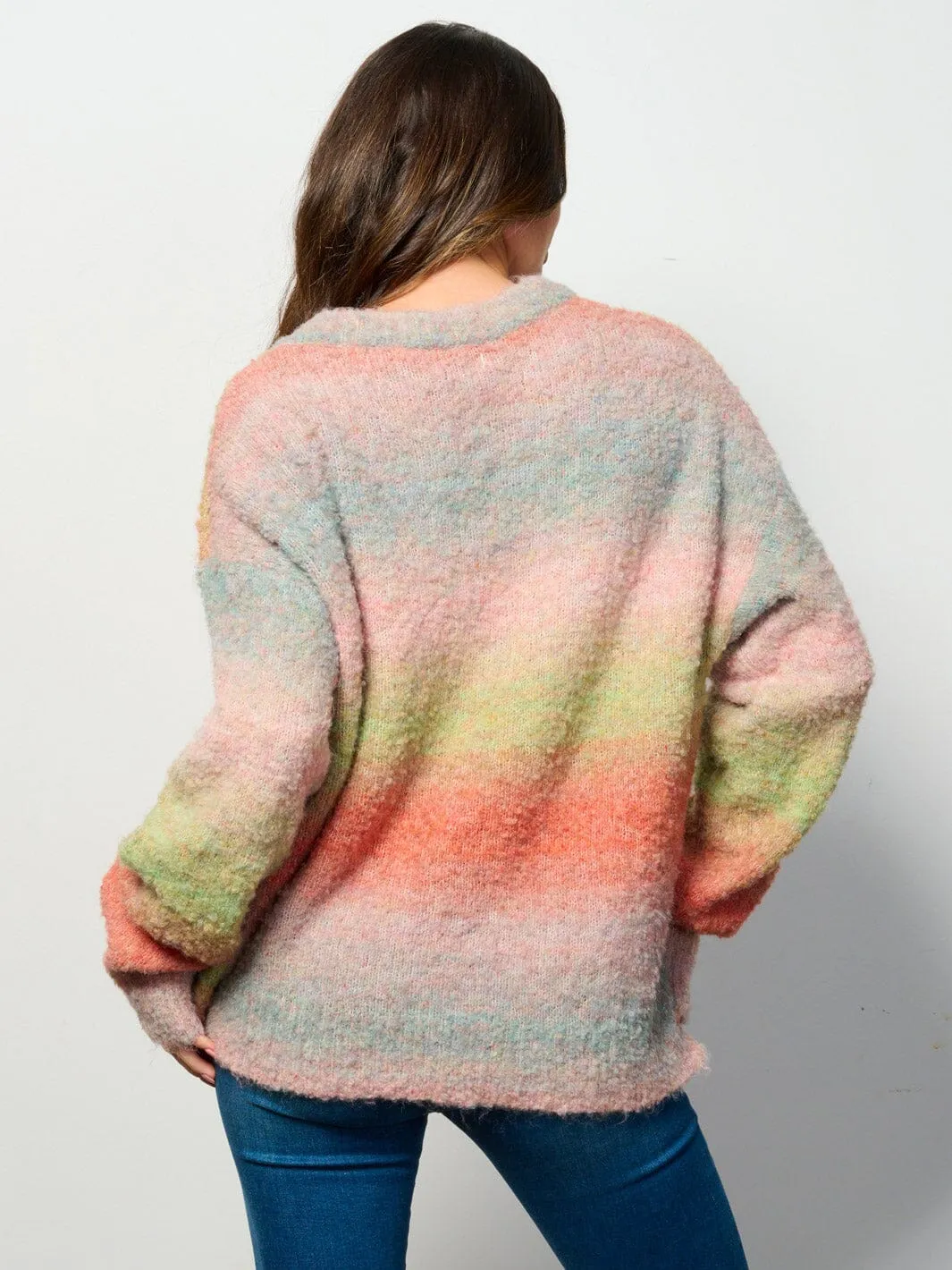 WOMEN'S LONG SLEEVE MULTI COLORS PULLOVER SWEATER