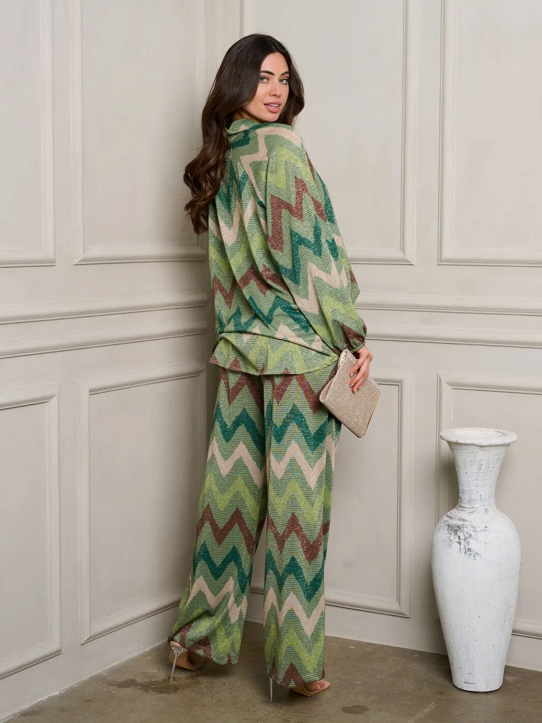 WOMEN'S LONG SLEEVE TOP & PANTS MULTI PRINT SET