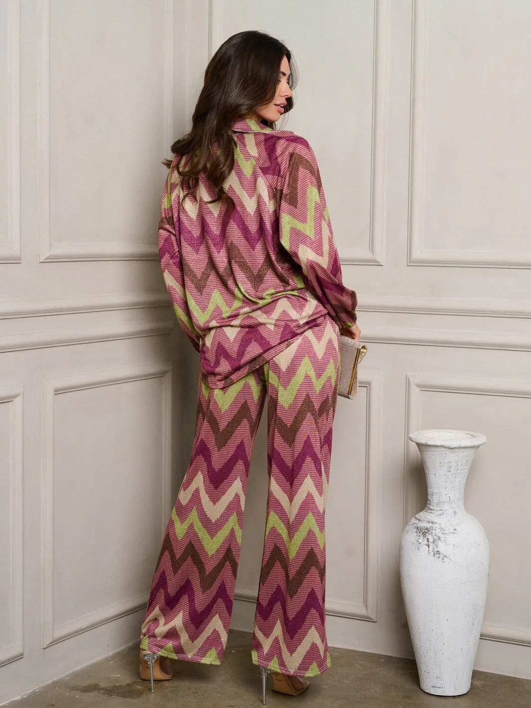 WOMEN'S LONG SLEEVE TOP & PANTS MULTI PRINT SET
