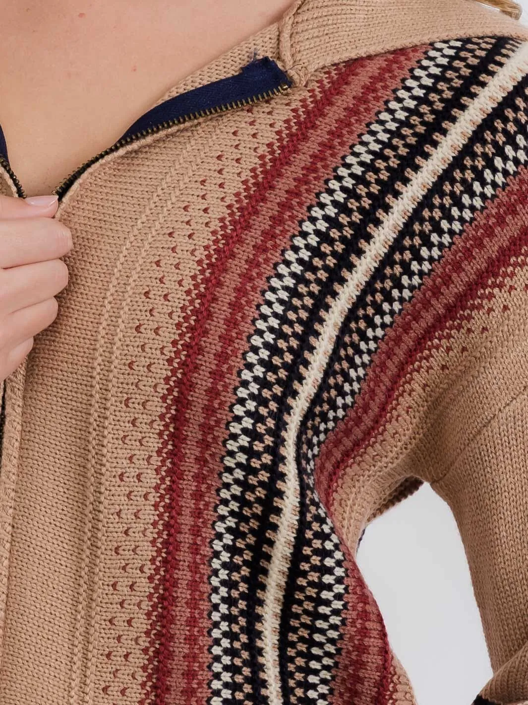WOMEN'S LONG SLEEVE ZIPPER CLOSURE MULTI PRINT CARDIGAN SWEATER