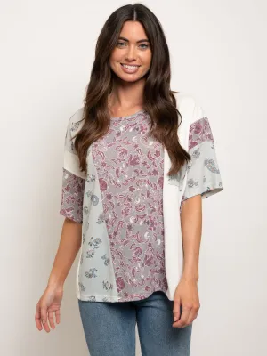 WOMEN'S MULTI PRINT FRONT POCKET TOP