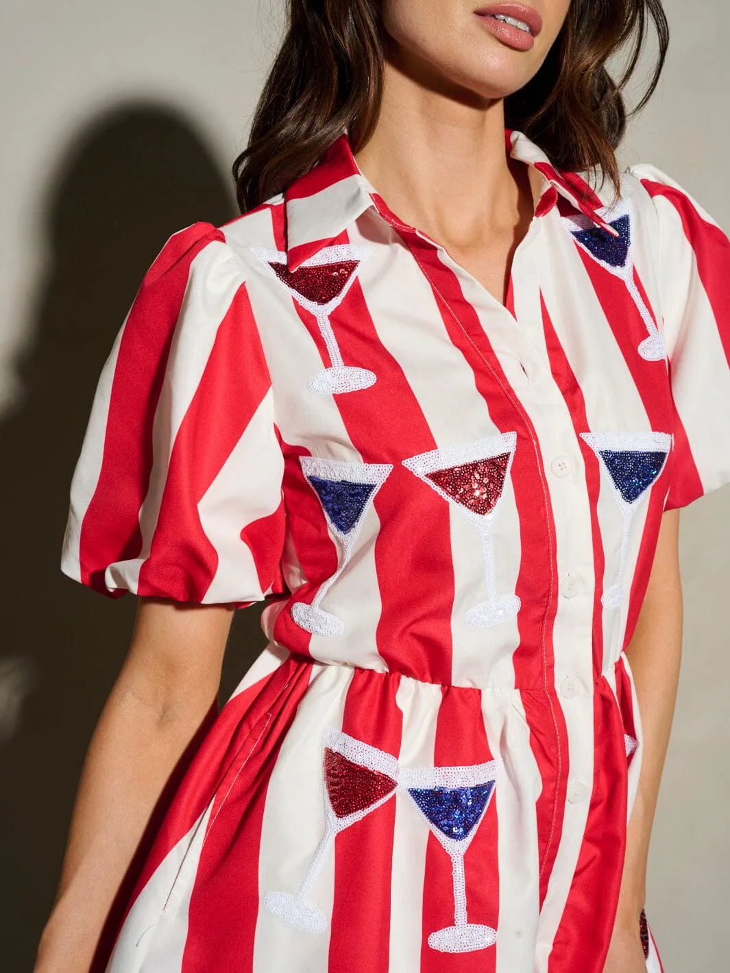 WOMEN'S SHORT SLEEVE BUTTON UP POCKETS SEQUINS DETAILED PRINT ROMPER